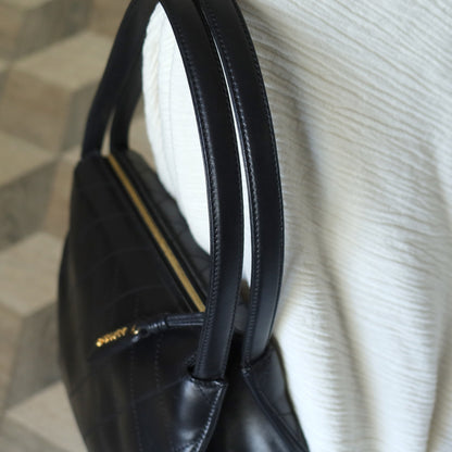 Rare Chanel Vintage Classic Black Calfskin Diamond Stitched CC Charm Shoulder Bag
