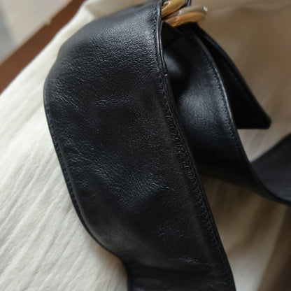 Rare Cartier Trinity Ring Black Leather Shoulder Bag