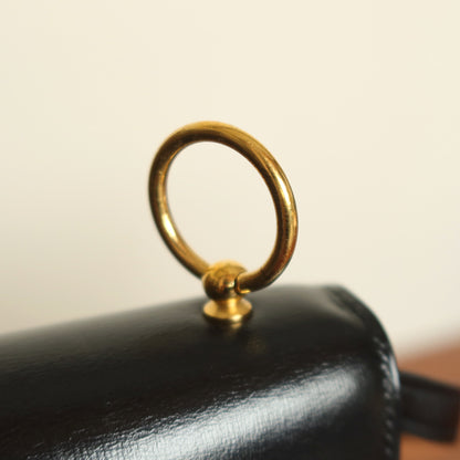 Vintage Hermès 1982 Black Médor Clutch Shoulder 2way Flap Bag