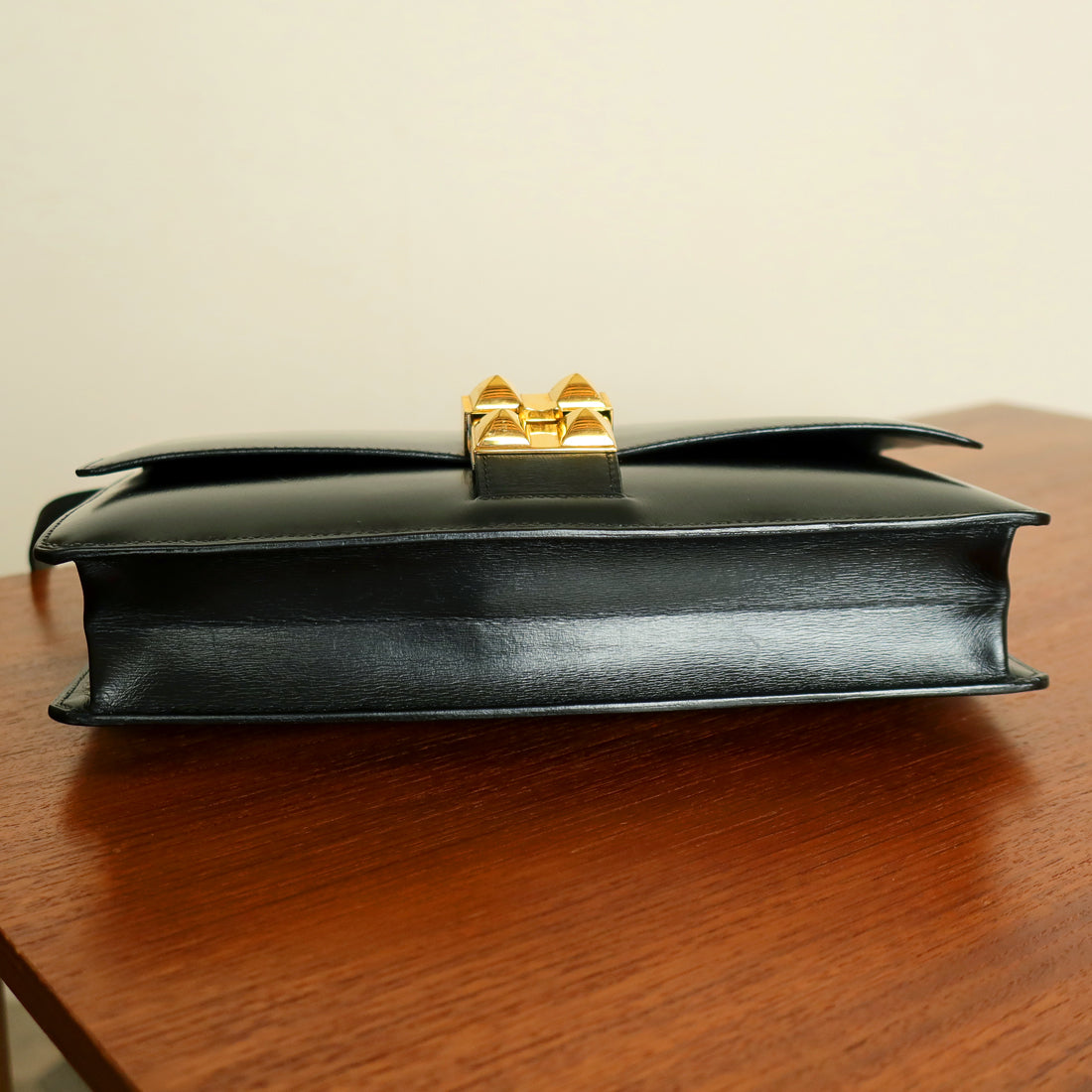 Vintage Hermès 1982 Black Médor Clutch Shoulder 2way Flap Bag