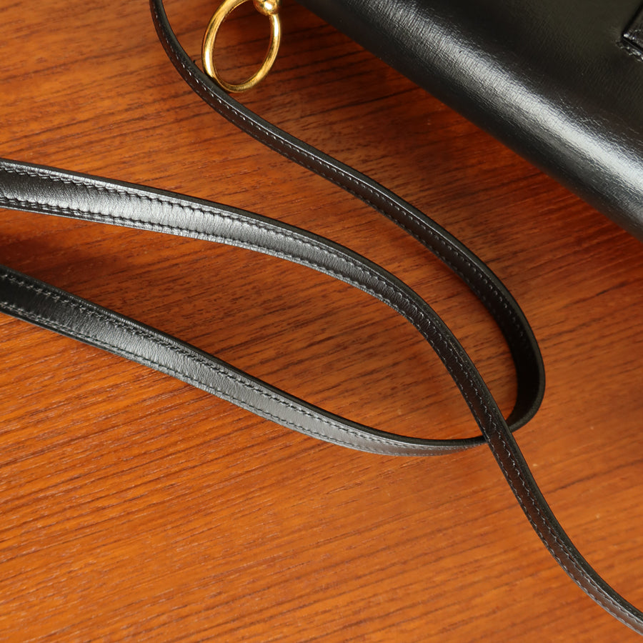 Vintage Hermès 1982 Black Médor Clutch Shoulder 2way Flap Bag