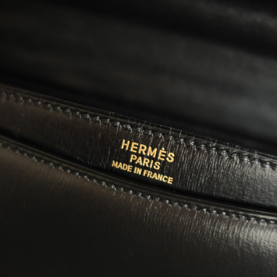 Vintage Hermès 1982 Black Médor Clutch Shoulder 2way Flap Bag