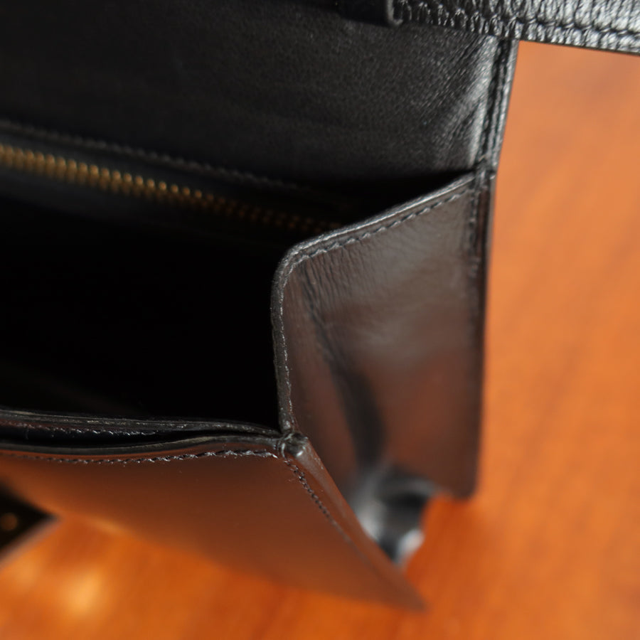 Vintage Hermès 1982 Black Médor Clutch Shoulder 2way Flap Bag