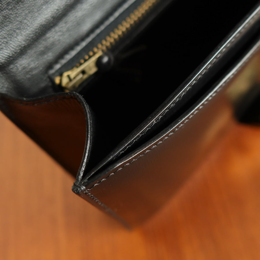 Vintage Hermès 1982 Black Médor Clutch Shoulder 2way Flap Bag