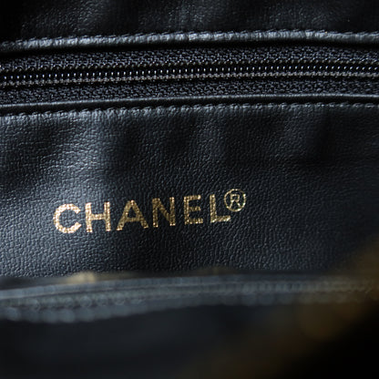 Chanel Vintage Black Lambskin CC Turn lock Pocket CC charm Large Shoulder Bag