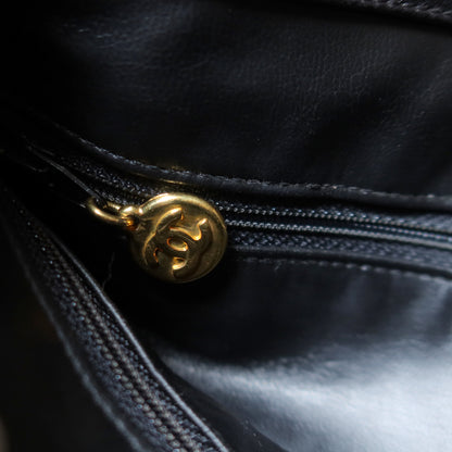 Chanel Vintage Black Lambskin CC Turn lock Pocket CC charm Large Shoulder Bag