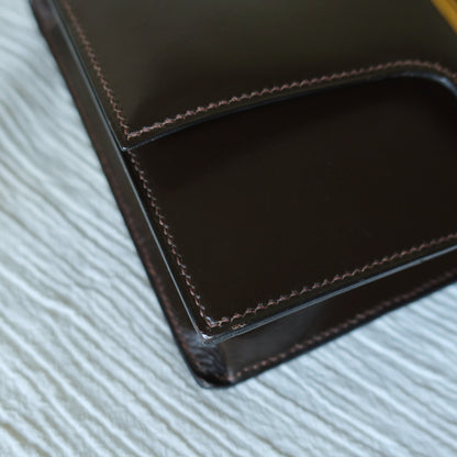 Vintage Hermès 1978 Dark Brown Emblem Ring Box Calf Shoulder Flap Bag