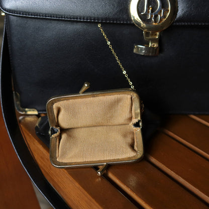 Christian Dior Vintage Black Calfskin Turn Lock 2way Clutch Shoulder Bag