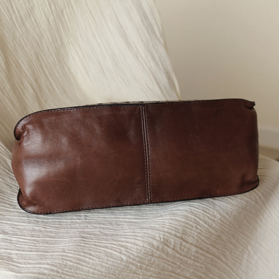 Bottega Veneta Vintage Dark Brown Intrecciato Weave Shoulder Bag
