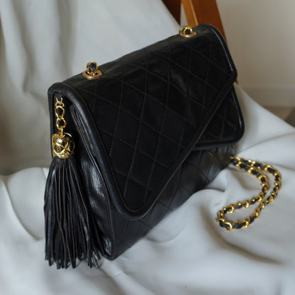Chanel Vintage Tassel Asymmetrical Double Flap Bag [2]