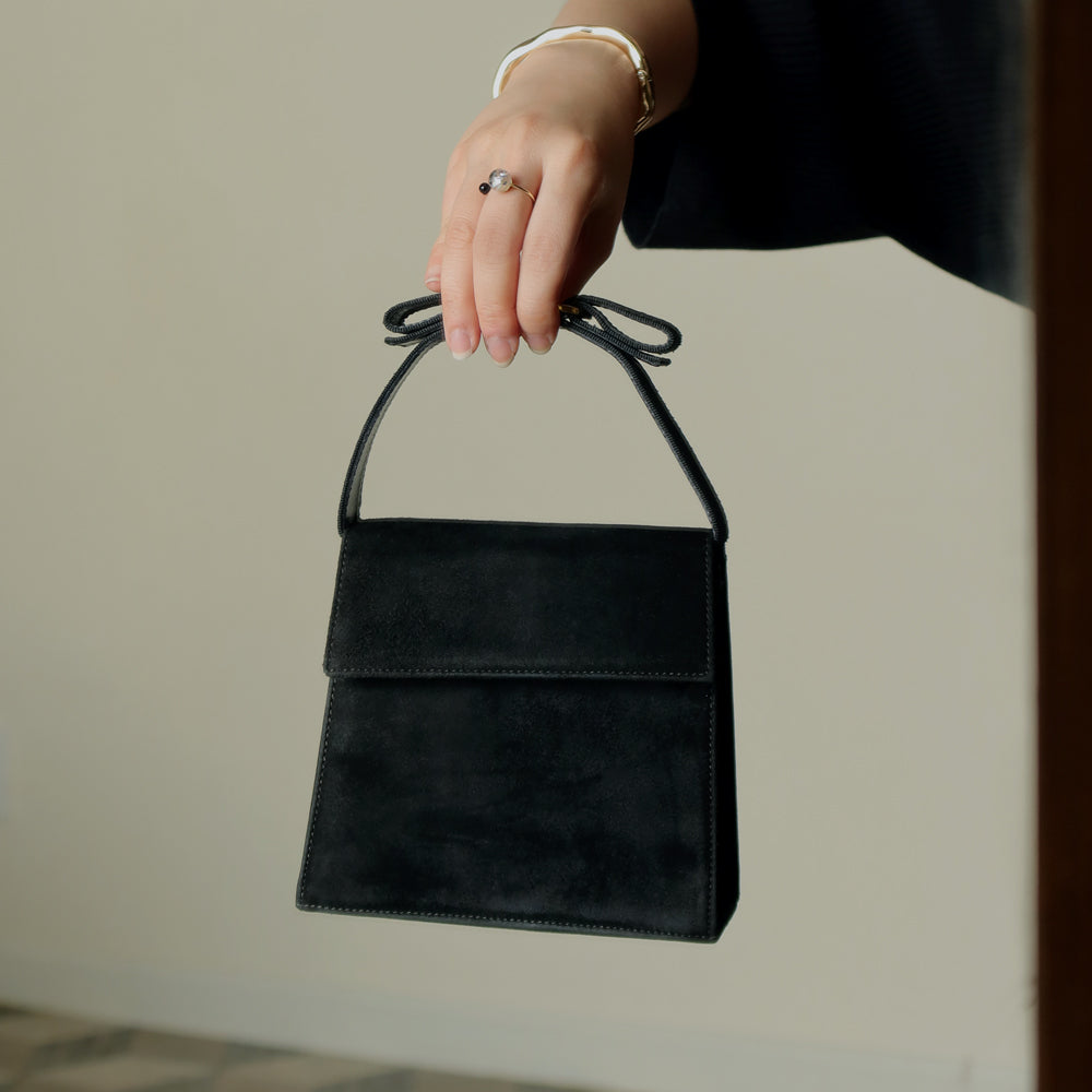 Salvatore Ferragamo Vintage Black Suede Vara Bow 2 way Top Handle Shoulder Bag