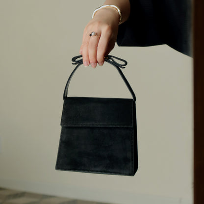 Salvatore Ferragamo Vintage Black Suede Vara Bow 2 way Top Handle Shoulder Bag