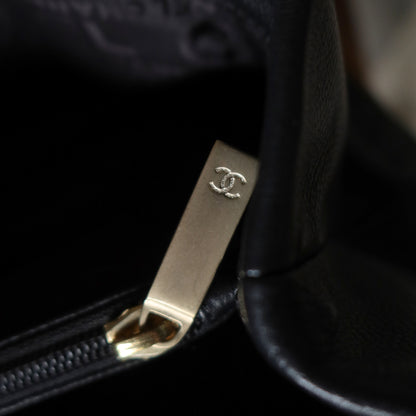Rare Chanel Vintage Black Caviar Stitched Coco mark East West Shoulder Bag