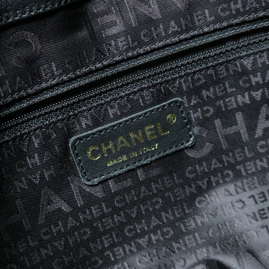 Rare Chanel Vintage Black Caviar Stitched Coco mark East West Shoulder Bag