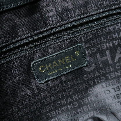 Rare Chanel Vintage Black Caviar Stitched Coco mark East West Shoulder Bag