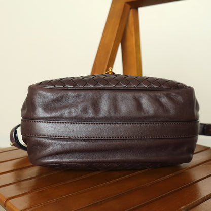 Bottega Veneta Vintage Dark Brown Intrecciato Turn lock 2way Crossbody Shoulder Bag