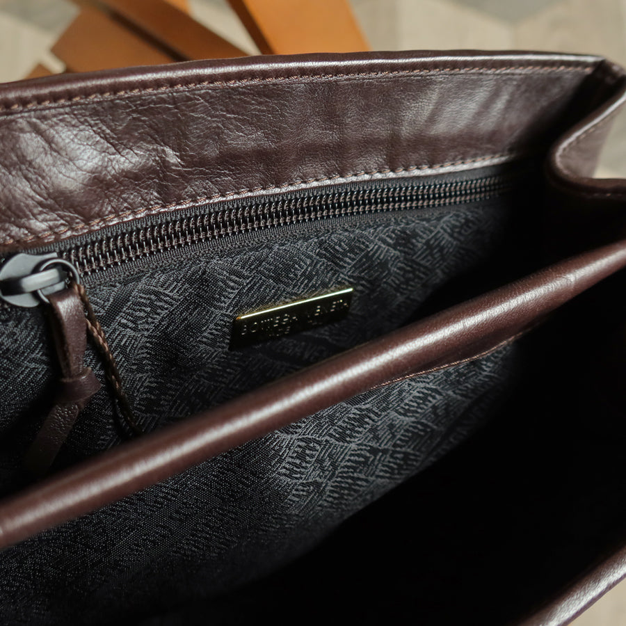Bottega Veneta Vintage Dark Brown Intrecciato Turn lock 2way Crossbody Shoulder Bag