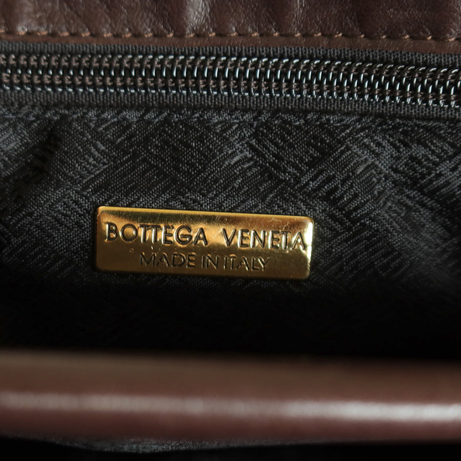 Bottega Veneta Vintage Dark Brown Intrecciato Turn lock 2way Crossbody Shoulder Bag