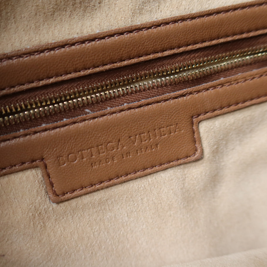 Bottega Veneta Vintage Caramel Brown Intrecciato Weave Veneta Hobo Shoulder Bag