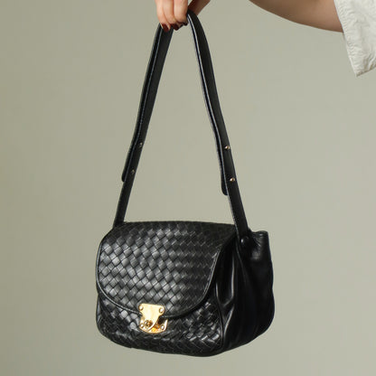 Bottega Veneta Vintage Intrecciato Weave Turn lock 2way Crossbody Shoulder Bag