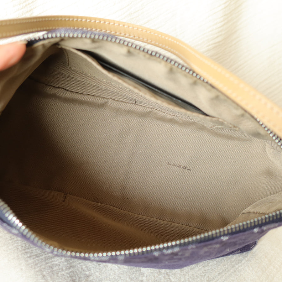 Fendi Vintage Demin Blue Canvas Zucchino Jacquard Pochette Shoulder Bag