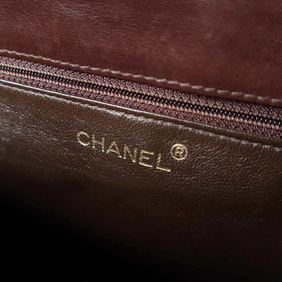 Vintage Chanel Dark Brown Matelassé Quilted CC turn lock Envelope Flap Bag