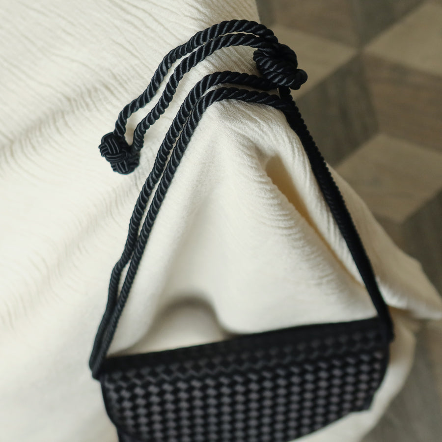 Bottega Veneta Vintage Black Satin Intrecciato Kno Rope Strap 2 way Shoulder Bag