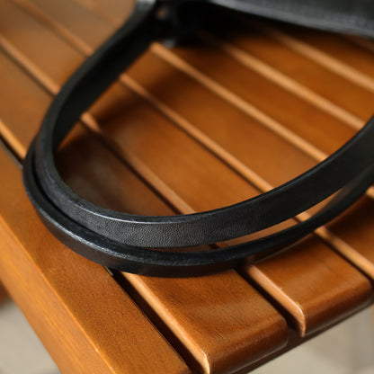 Gucci Vintage Black Leather Daily Tote Shoulder Bag with Gucci Charm