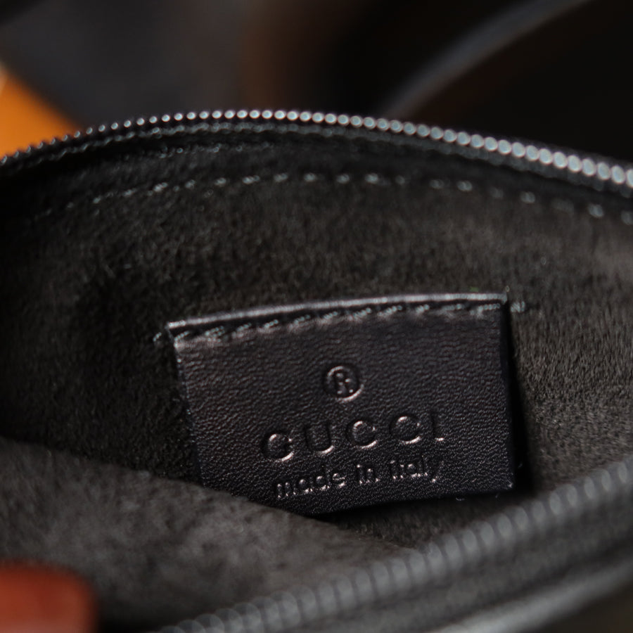 Gucci Vintage Black Leather Daily Tote Shoulder Bag with Gucci Charm