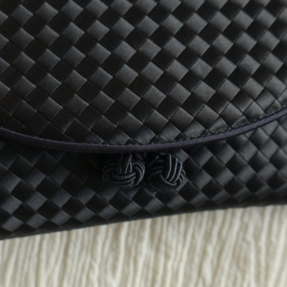 Bottega Veneta Vintage Black Satin Intrecciato Kno Rope Strap 2 way Shoulder Bag
