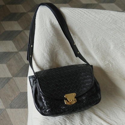 Bottega Veneta Vintage Intrecciato Weave Turn lock 2way Crossbody Shoulder Bag