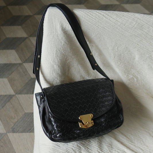 Bottega Veneta Vintage Intrecciato Weave Turn lock 2way Crossbody Shoulder Bag