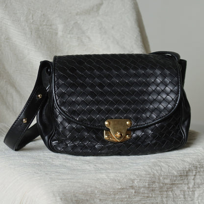 Bottega Veneta Vintage Intrecciato Weave Turn lock 2way Crossbody Shoulder Bag