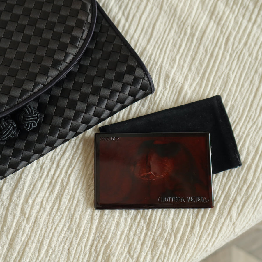 Bottega Veneta Vintage Black Satin Intrecciato Kno Rope Strap 2 way Shoulder Bag