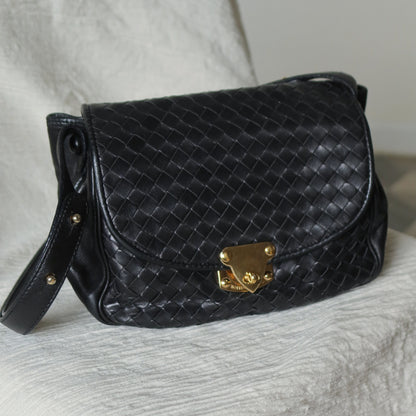 Bottega Veneta Vintage Intrecciato Weave Turn lock 2way Crossbody Shoulder Bag
