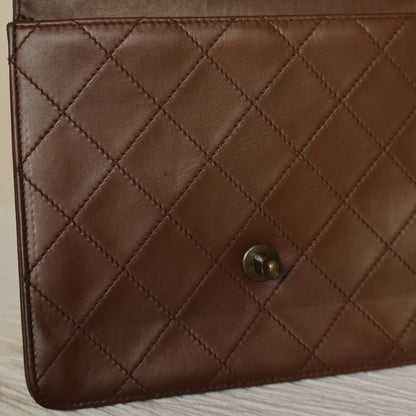 Rare Chanel Vintage Brown Matelasse CC Turn lock Top Handle Bag