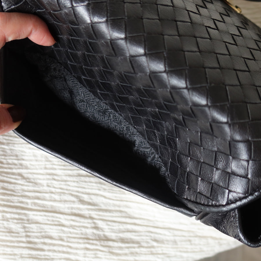 Bottega Veneta Vintage Intrecciato Weave Turn lock 2way Crossbody Shoulder Bag