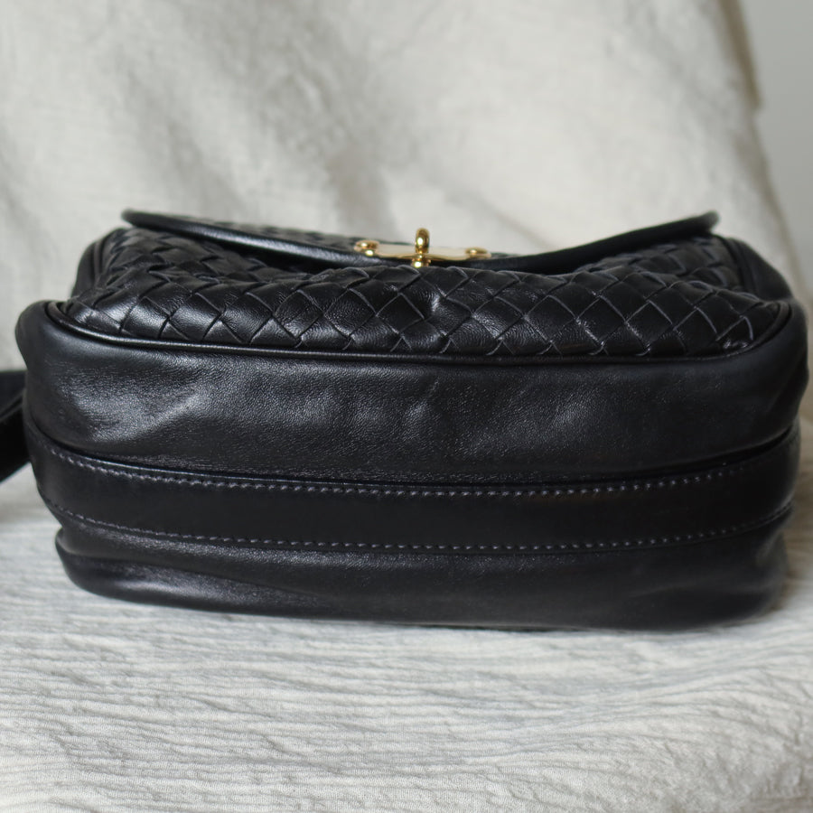 Bottega Veneta Vintage Intrecciato Weave Turn lock 2way Crossbody Shoulder Bag
