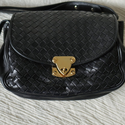 Bottega Veneta Vintage Intrecciato Weave Turn lock 2way Crossbody Shoulder Bag