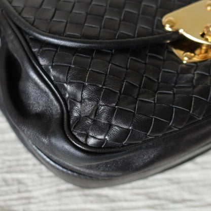 Bottega Veneta Vintage Intrecciato Weave Turn lock 2way Crossbody Shoulder Bag