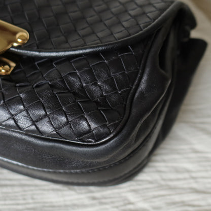 Bottega Veneta Vintage Intrecciato Weave Turn lock 2way Crossbody Shoulder Bag