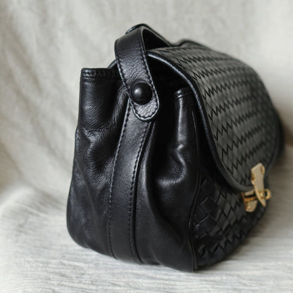 Bottega Veneta Vintage Intrecciato Weave Turn lock 2way Crossbody Shoulder Bag