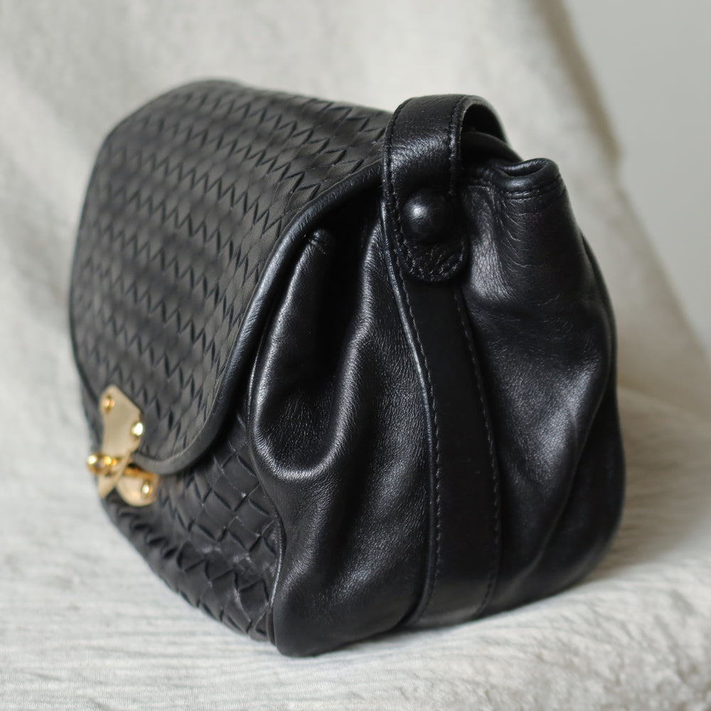 Bottega Veneta Vintage Intrecciato Weave Turn lock 2way Crossbody Shoulder Bag