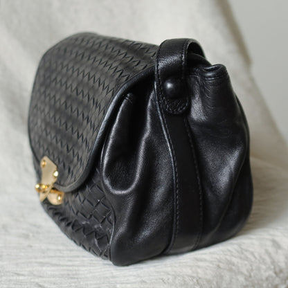Bottega Veneta Vintage Intrecciato Weave Turn lock 2way Crossbody Shoulder Bag