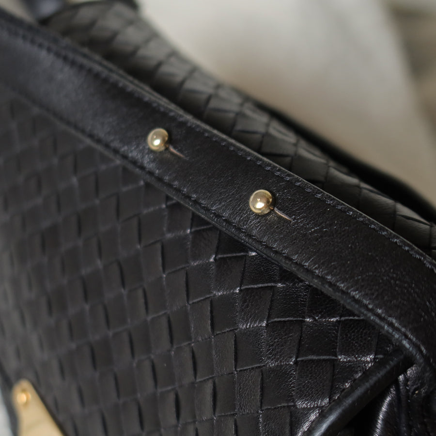 Bottega Veneta Vintage Intrecciato Weave Turn lock 2way Crossbody Shoulder Bag