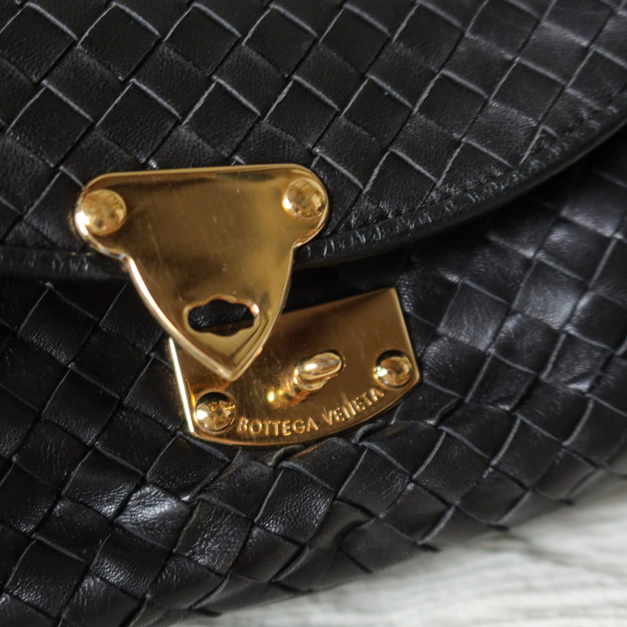 Bottega Veneta Vintage Intrecciato Weave Turn lock 2way Crossbody Shoulder Bag