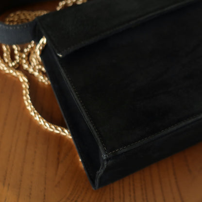 Salvatore Ferragamo Vintage Black Suede Vara Bow 2 way Top Handle Shoulder Bag