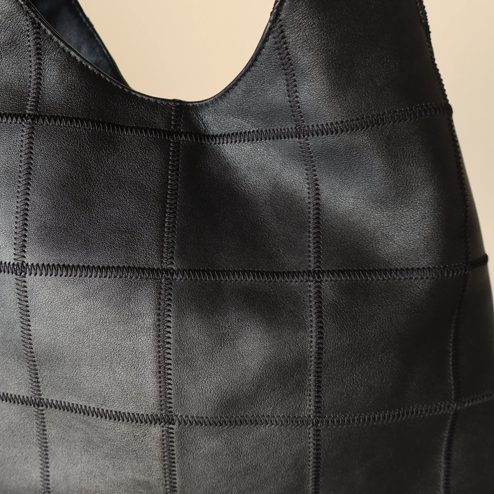 Chanel Vintage Black Square Stitching CC Tassel Hobo Tote Bag S