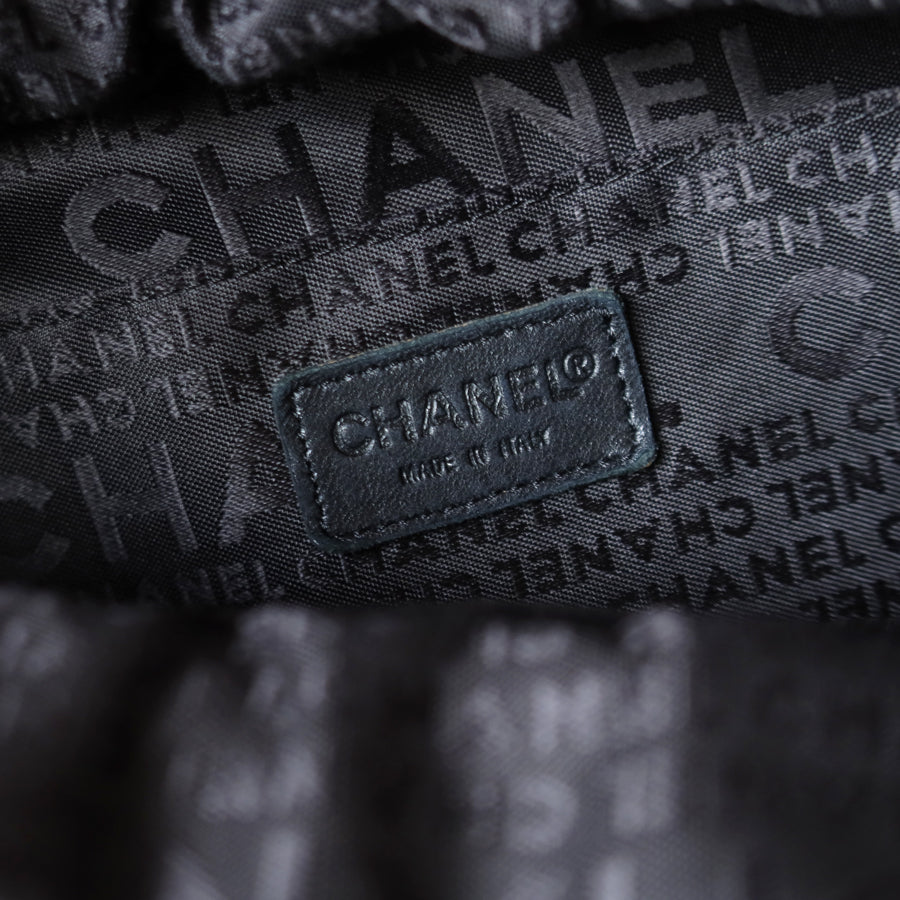 Chanel Vintage Black Square Stitching CC Tassel Hobo Tote Bag S