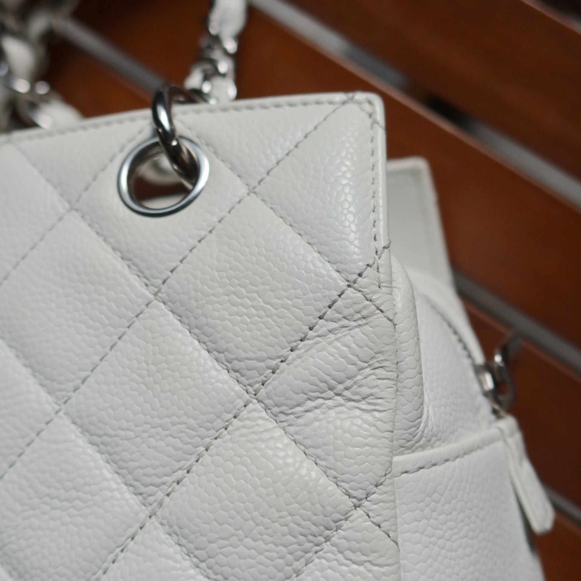 Chanel Vintage Diamond Quilted Matelasse Petite Shopping Tote Bag